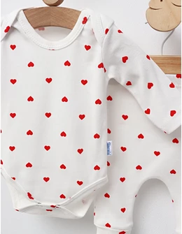 Set Body+Pantalon, Inimioare, cu rosu