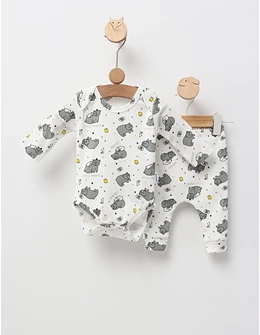 Set Body+Pantalon, Little Friend, cu alb