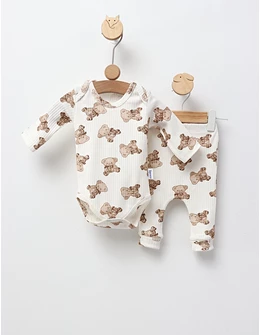 Set Body+Pantalon, Ursulet Elegant, cu maro