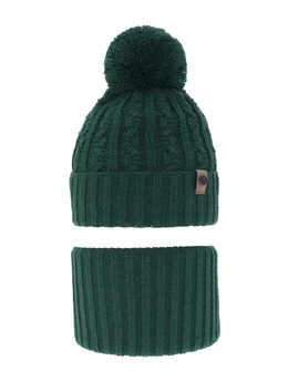 Set caciula cu burlan Almond verde