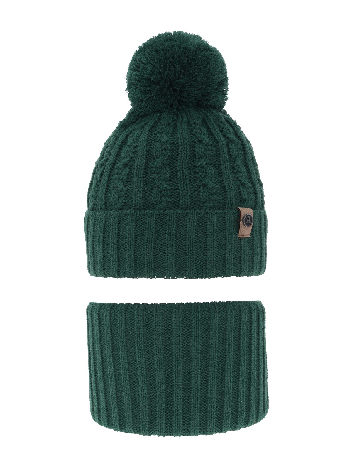 Set caciula cu burlan Almond verde