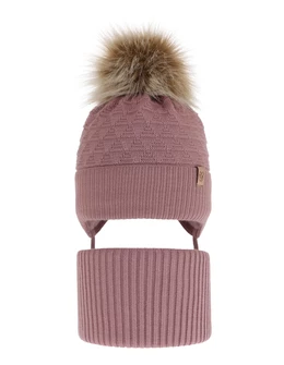 Set caciula cu burlan Egeria roz prafuit