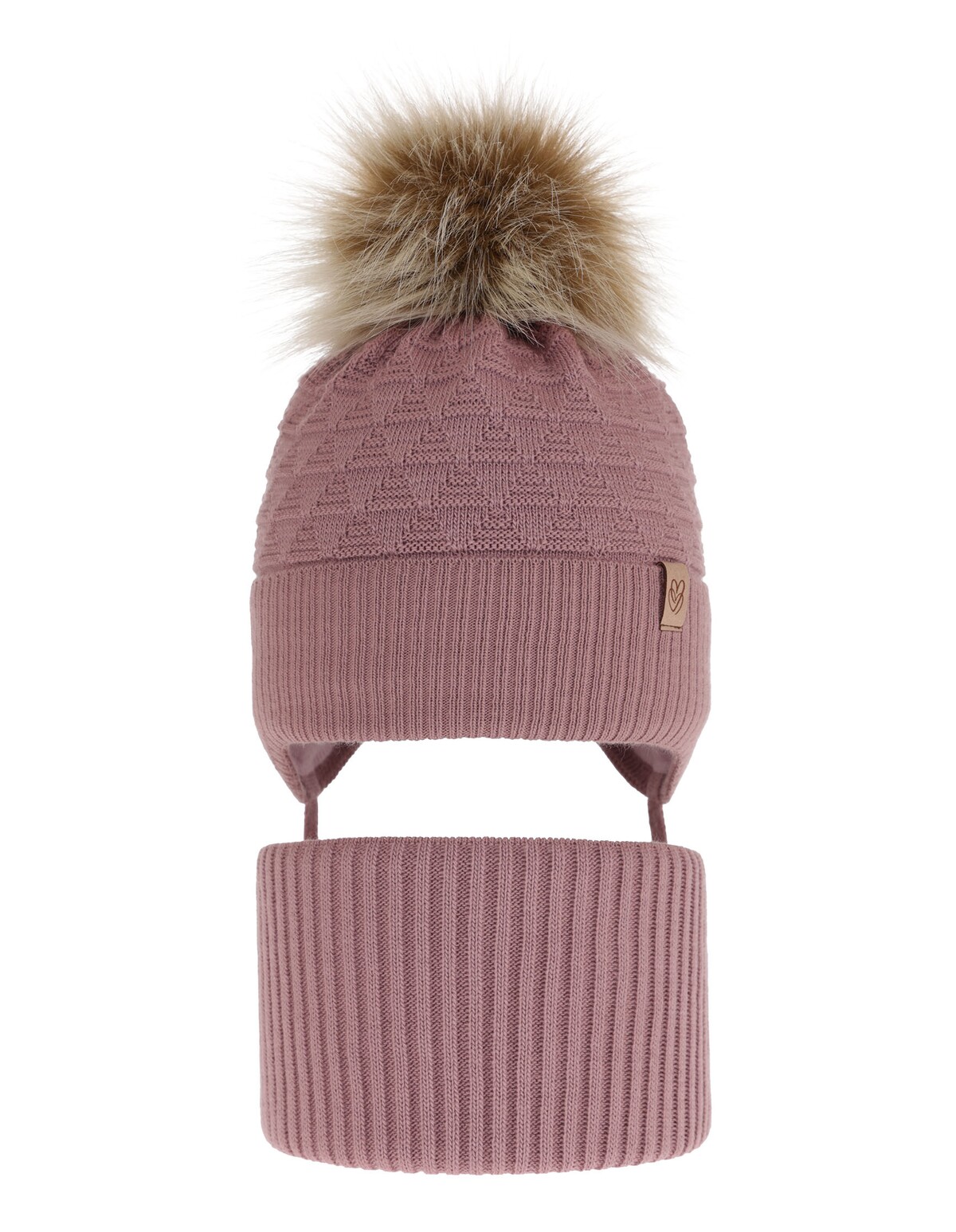 Set caciula cu burlan Egeria roz prafuit