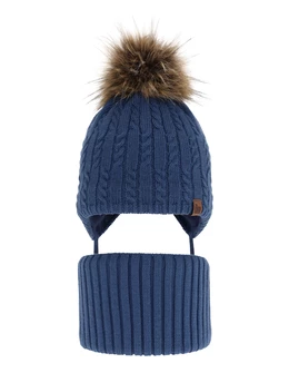 Set caciula cu burlan Indigo albastru