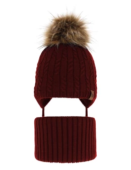 Set caciula cu burlan Indigo grena