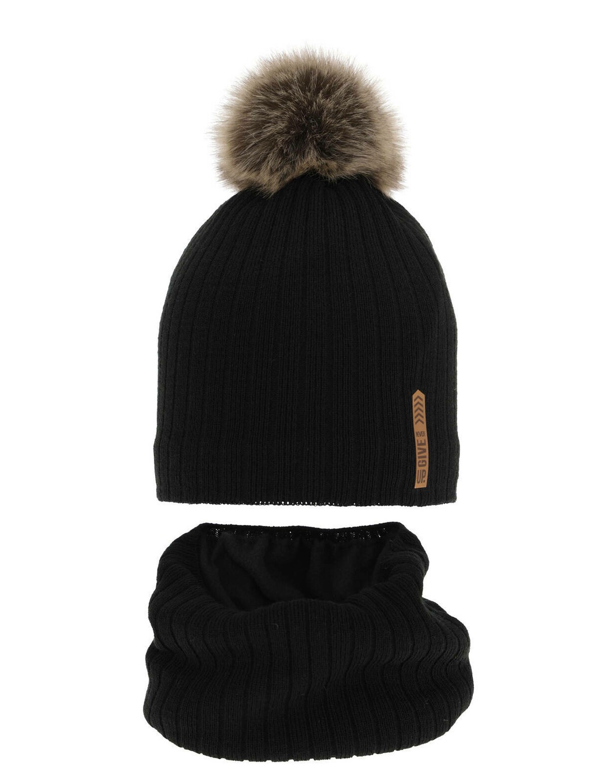 Set caciula cu burlan Kalen negru