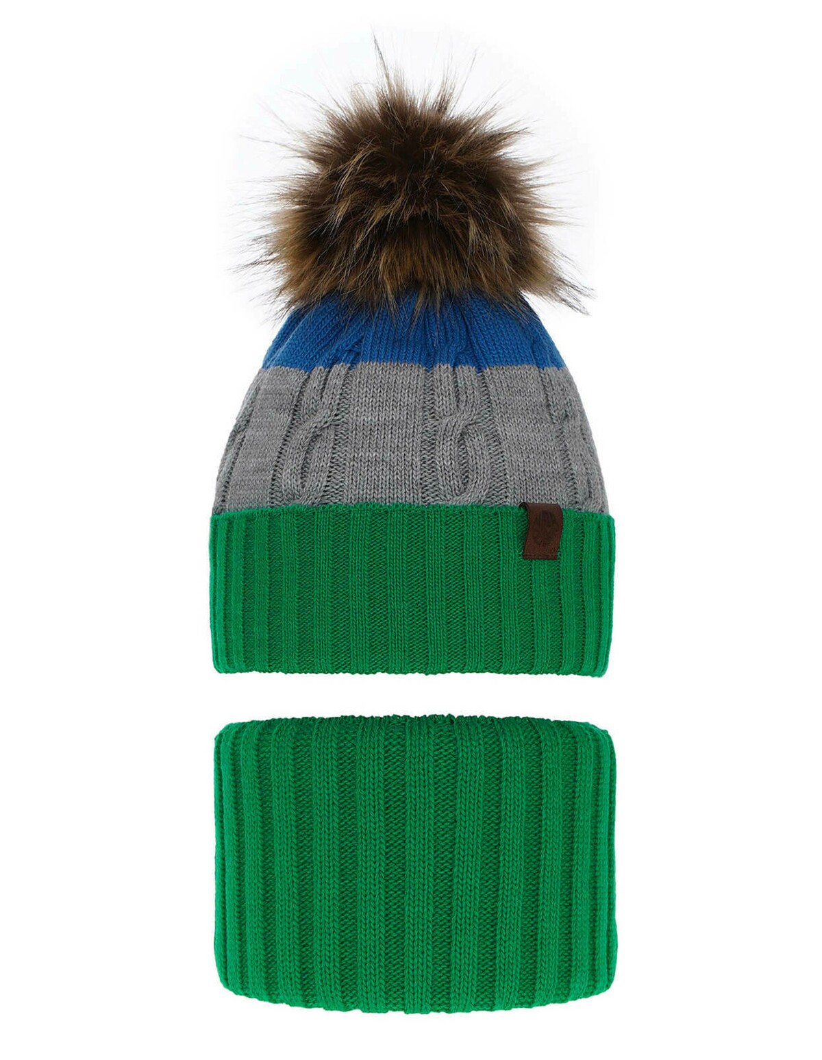 Set caciula cu burlan Karmel verde