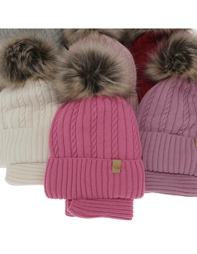 Set caciula cu burlan MERINO Mirabel roz picture - 3