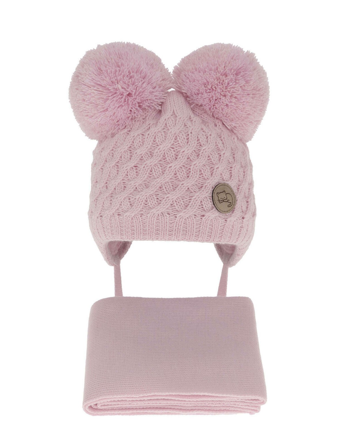 Set caciula cu fular Anava roz