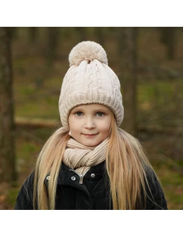 Set caciula cu fular Candy roz prafuit