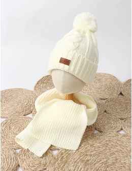Set caciula cu fular GOLDEN ecru