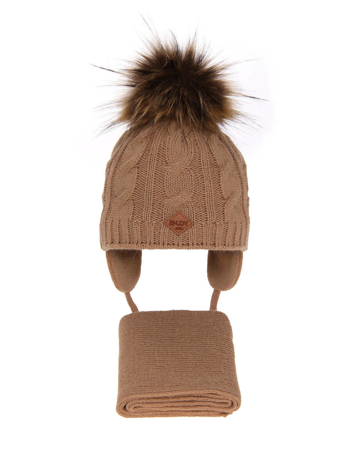 Set caciula cu fular Minor camel