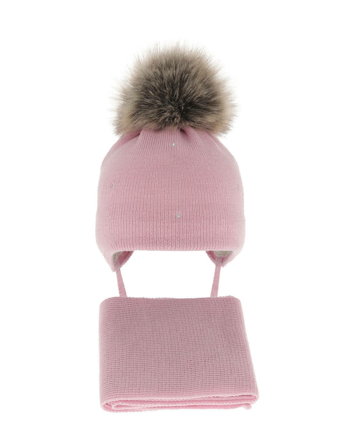 Set caciula cu fular MERINO Rosalina roz