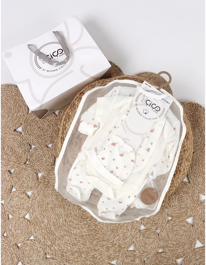 Set cadou 5 piese, imprimeu floricele, alb picture - 6