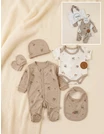 Set cadou 5 piese, imprimeu panda, bej picture - 4