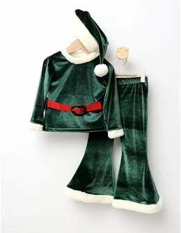 Set catifelat 3 piese Daiana verde