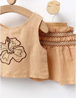 Set Crop Top Bella, model bej