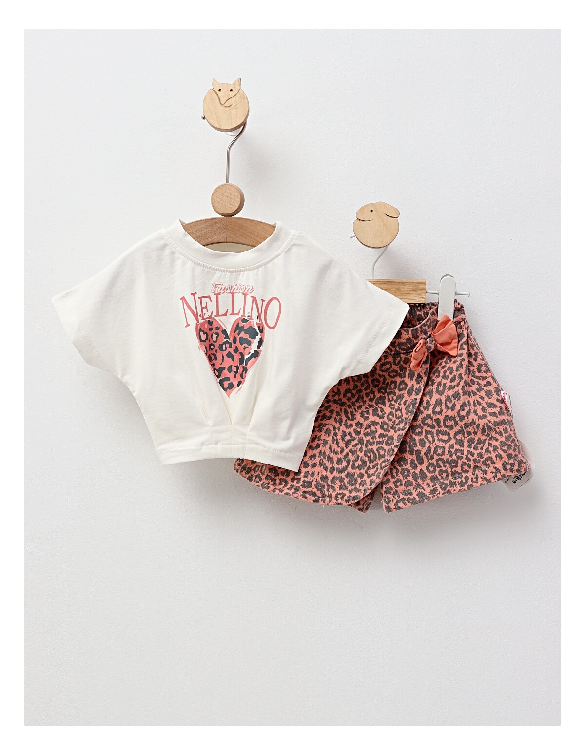 Set Crop Top cu blug, Mily, corai aprins