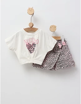 Set Crop Top cu blug, Mily, roz