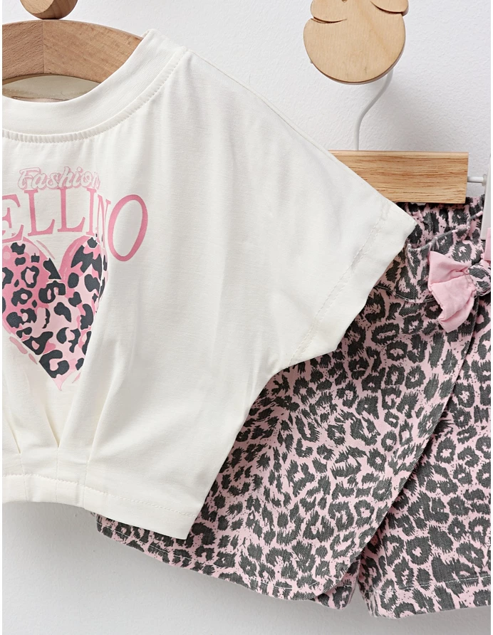 Set Crop Top cu blug, Mily, roz picture - 3