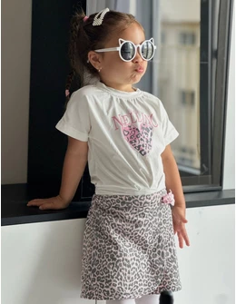 Set Crop Top cu blug, Mily, roz
