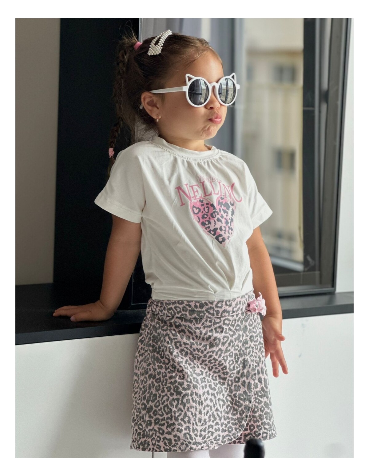 Set Crop Top cu blug, Mily, roz