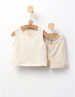 Set Crop Top Lili, model crem