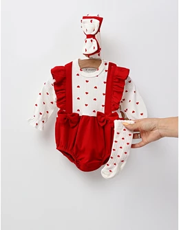 Set cu body, bentita, sosete, rosu