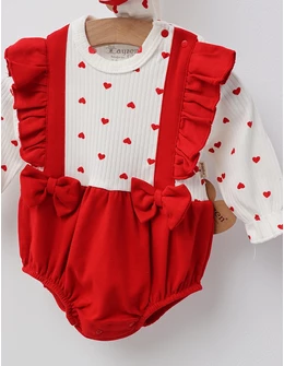 Set cu body, bentita, sosete, rosu
