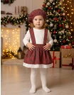 Set cu fustita, bluza, boneta, alb-rosu picture - 1