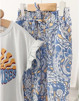 Set de vara Good Vibes, model gri-albastru