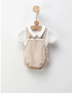 Set de vara, salopeta muselina+tricou, alb-crem picture - 1