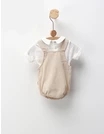 Set de vara, salopeta muselina+tricou, alb-crem picture - 4
