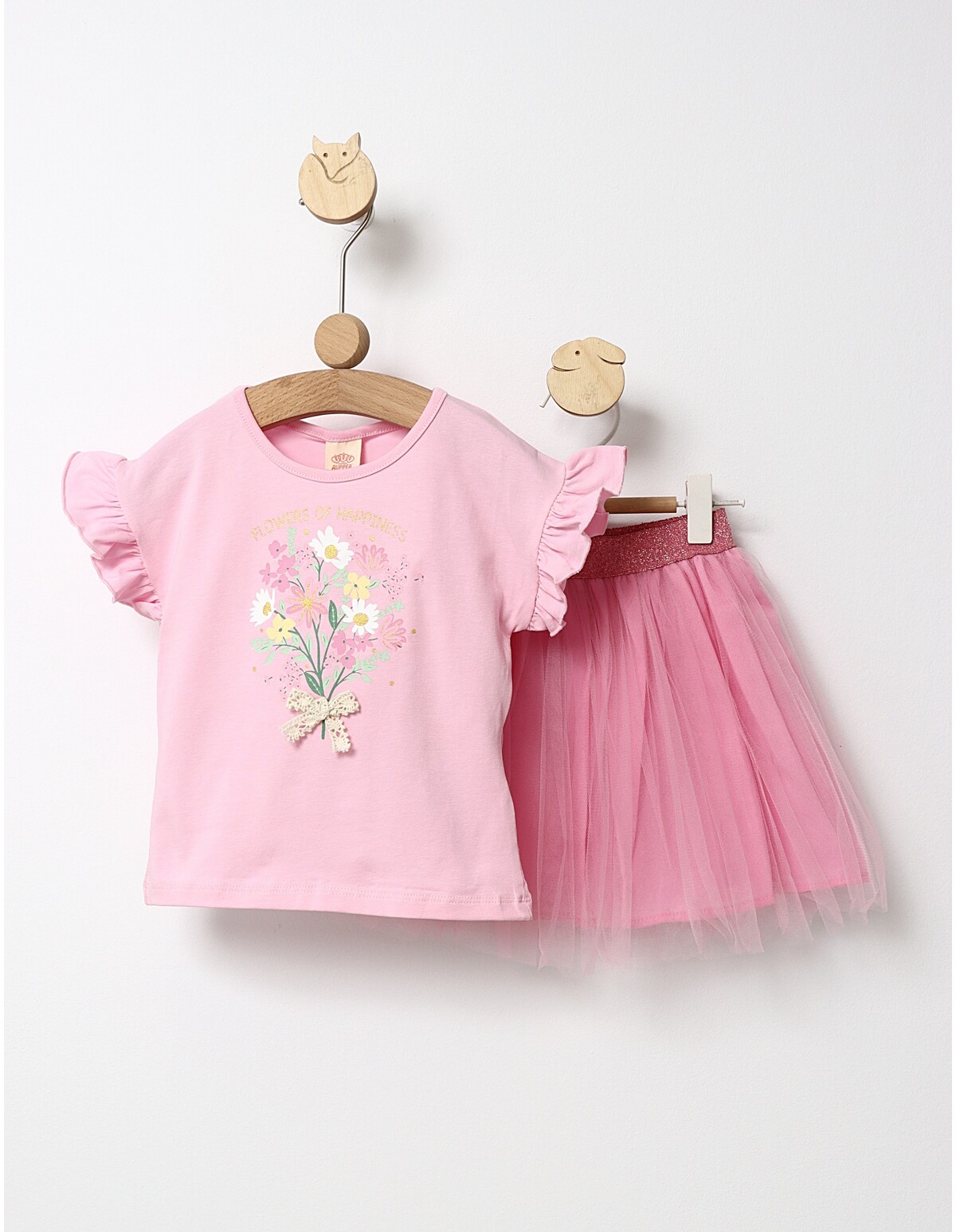 Set Fustita+Bluzita Flowers roz