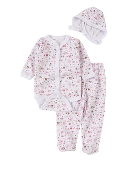 Set greieras bebelusi Baby-Bird, alb-rosu