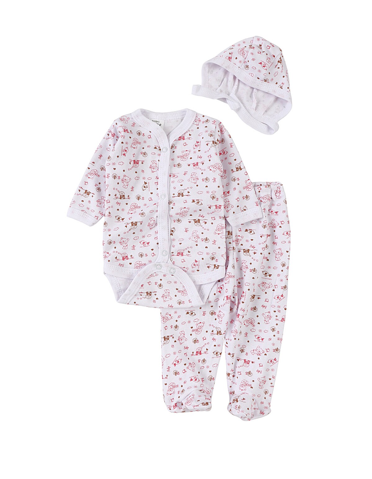 Set greieras bebelusi Baby-Bird, alb-rosu