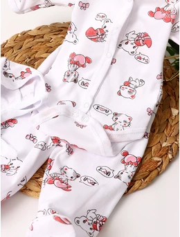 Set greieras bebelusi Loving Cats alb-rosu
