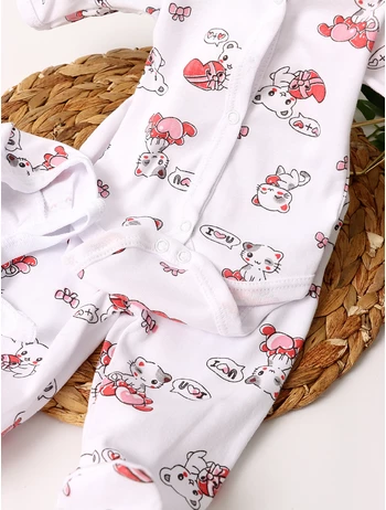 Set greieras bebelusi Loving Cats alb-rosu picture - 2