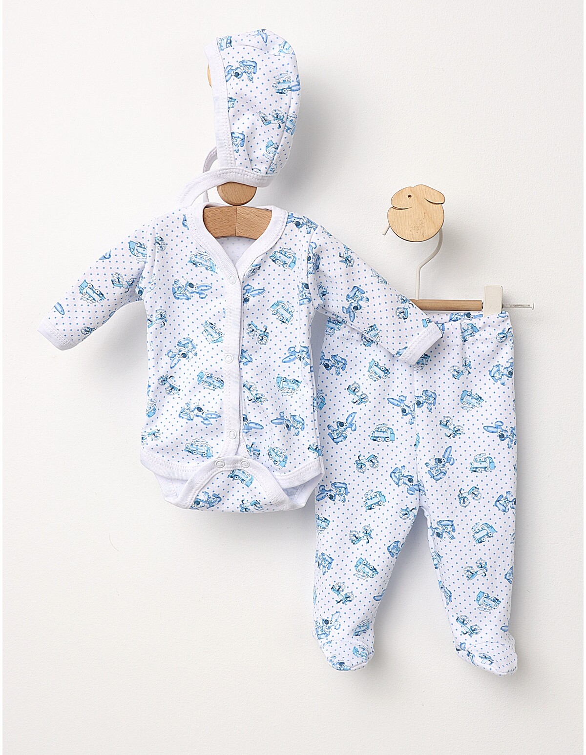 Set greieras bebelusi Moto alb-albastru