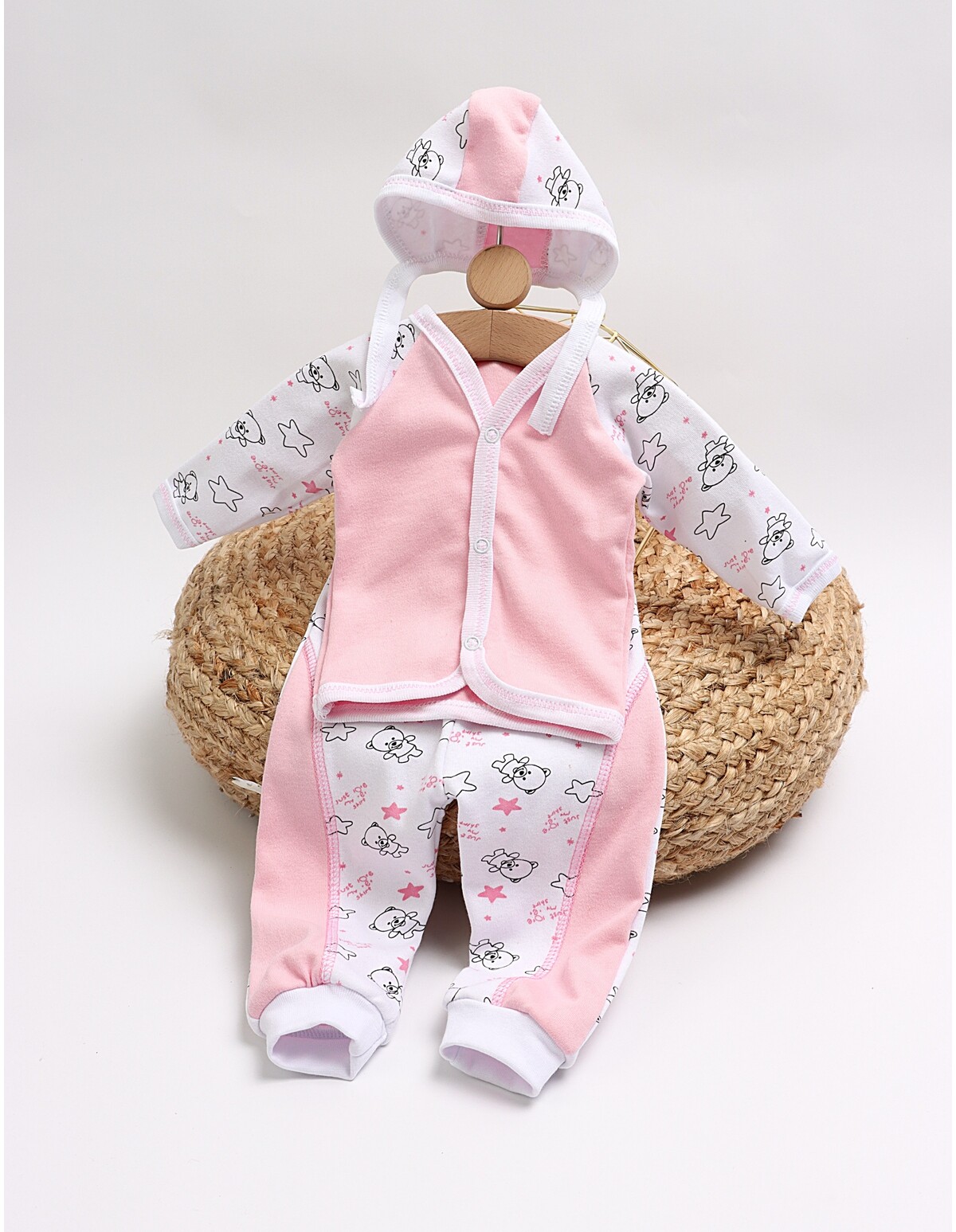 Set greieras bebelusi Simplu-Cute Bear roz