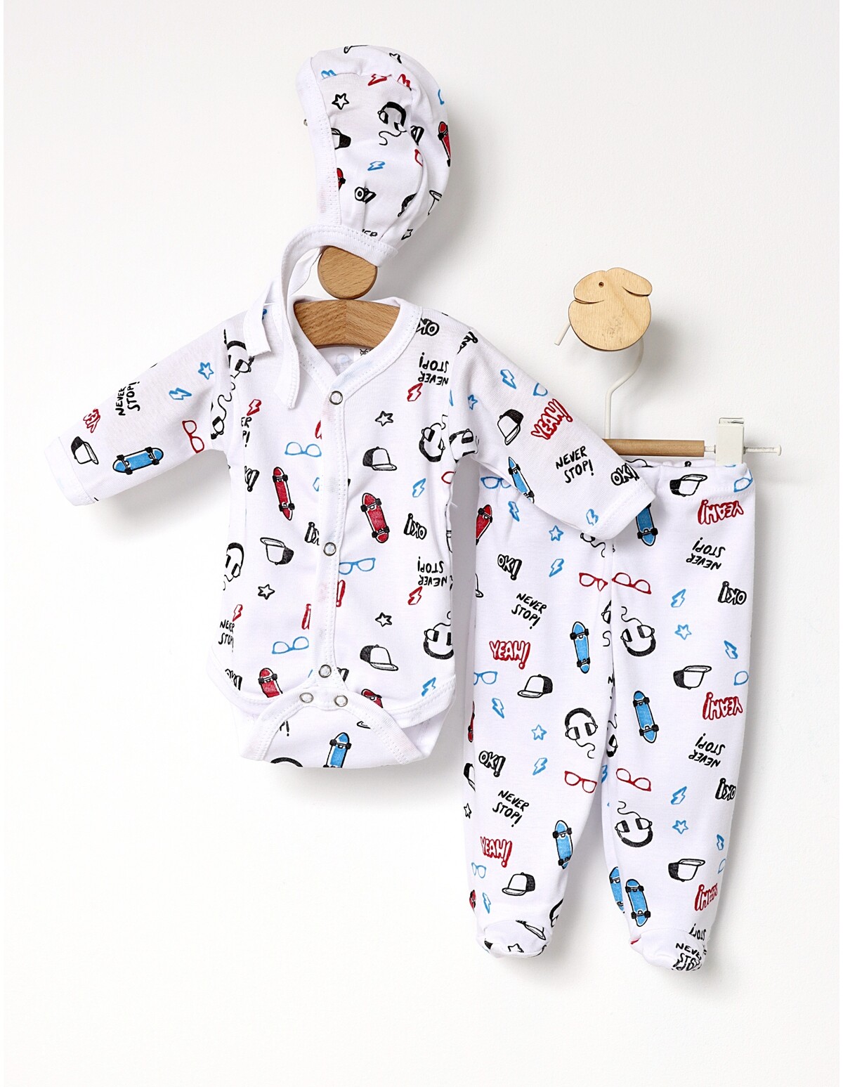 Set greieras bebelusi Skate alb-multicolor