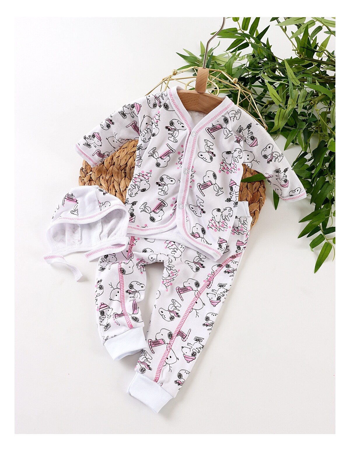 Set greieras bebelusi Snoopy, roz
