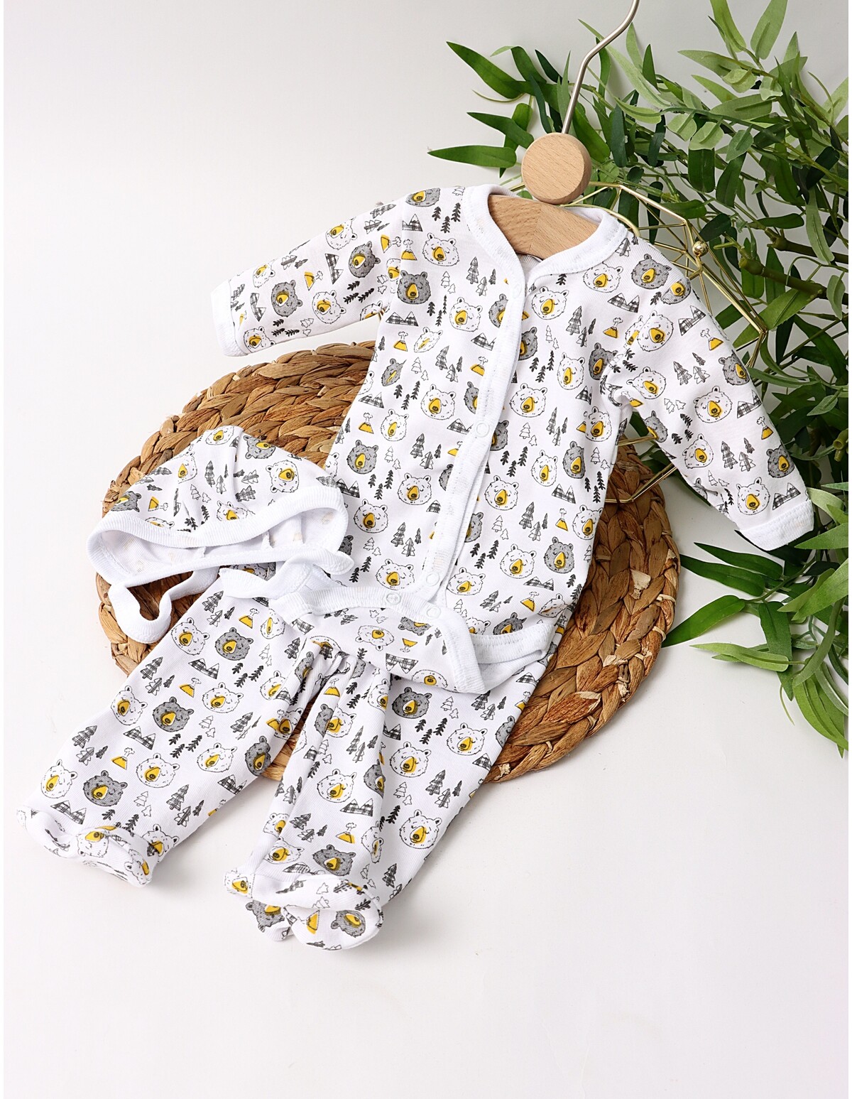 Set greieras bebelusi Wild Bear alb-galben