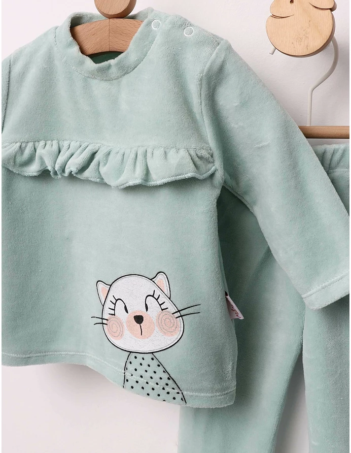 Set kity 2 piese catifelat verde picture - 3