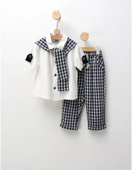 Set lejer de vara, Fashion Style, alb-albastru