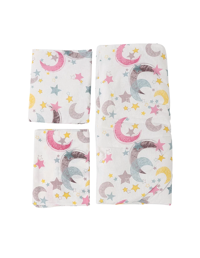 Set lenjerie patut 3 piese alb-stelute picture - 3