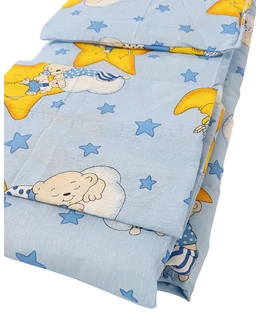 Set lenjerie patut 3 piese bleu ursulet stelute