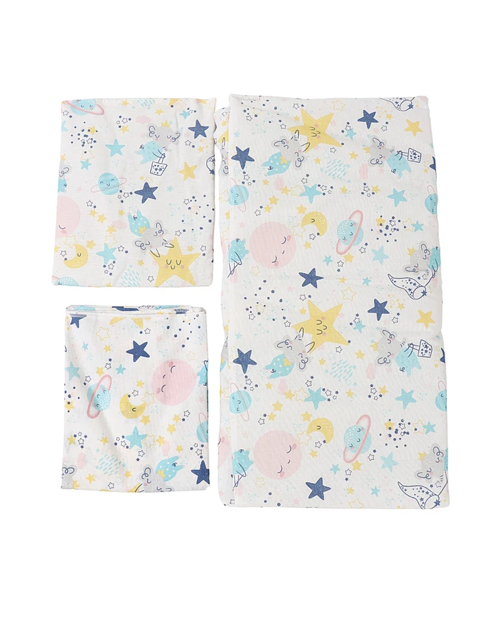 Set lenjerie patut 3 piese Galaxy crem picture - 2