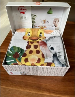 Set lenjerie patut 3 piese, Girafa si Elefantel