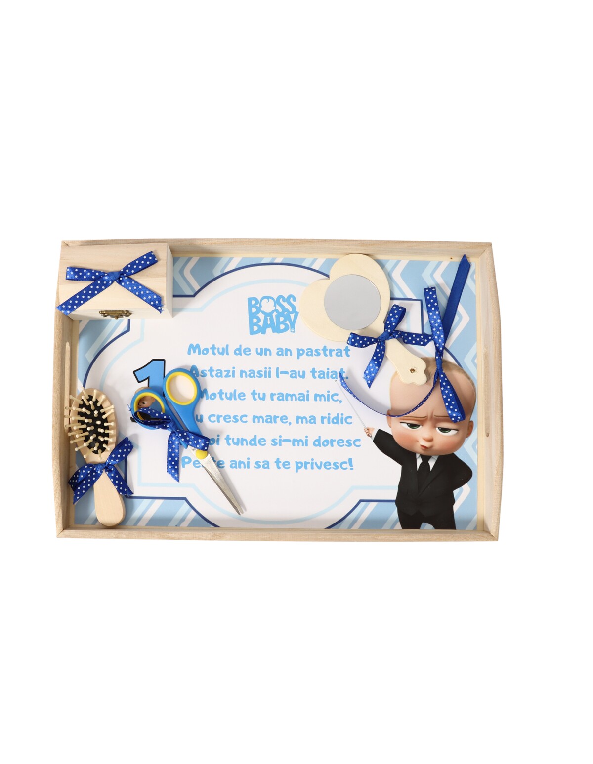 Set mot-turta Boss Baby cu albastru